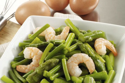 salteado de ajestes y gamba